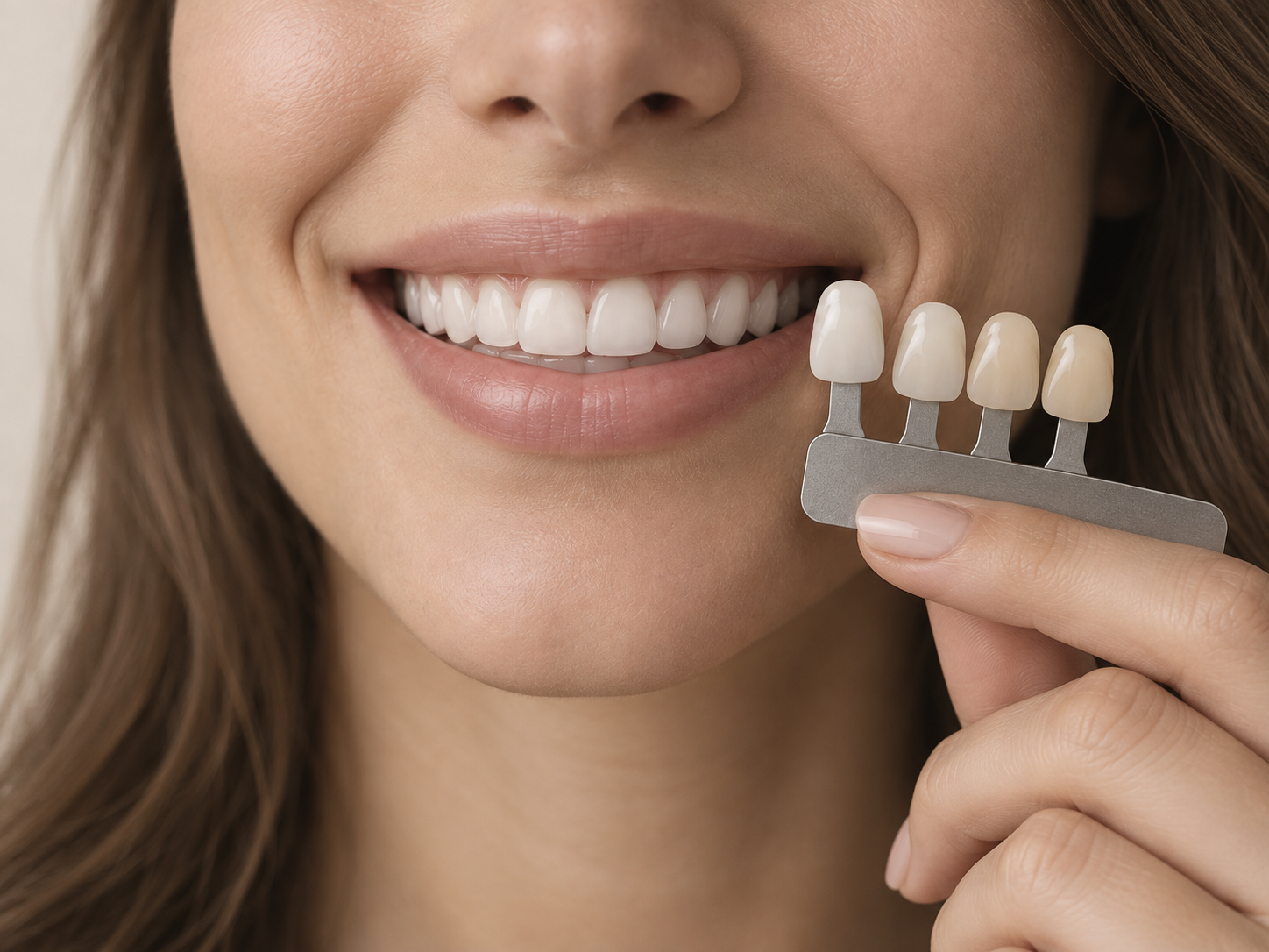 Escala de tons de dente em um estojo claro